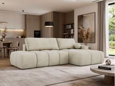 Narożnik LORAN L - strona prawa - beżowy, welwet