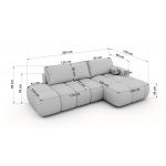 Narożnik LORAN L - strona prawa - beżowy, welwet