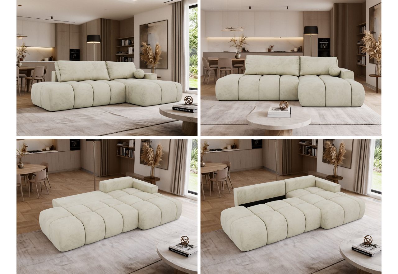 Narożnik LORAN L - strona prawa - beżowy, welwet