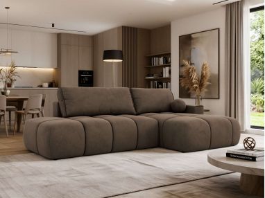 Narożnik LORAN L - strona prawa - brązowy, welwet