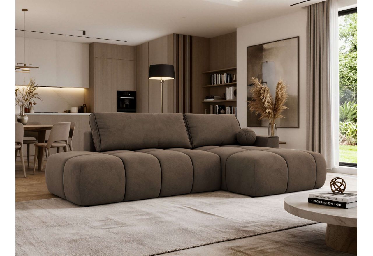 Narożnik LORAN L - strona prawa - brązowy, welwet