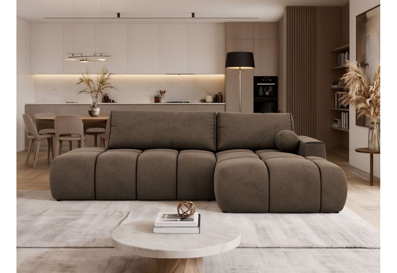 Narożnik LORAN L - strona prawa - brązowy, welwet