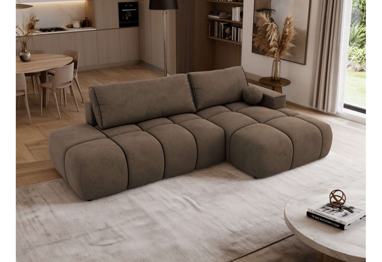 Narożnik LORAN L - strona prawa - brązowy, welwet