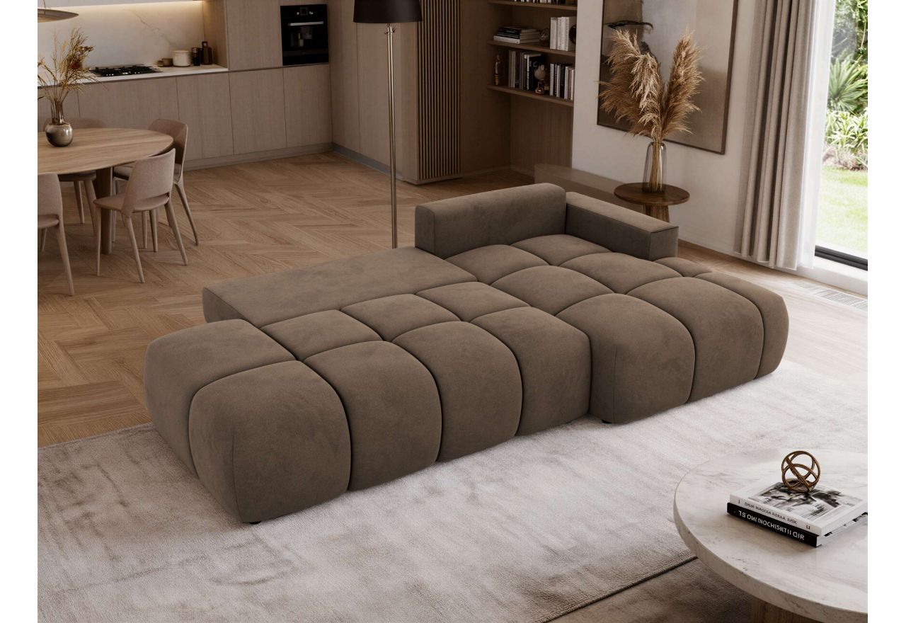 Narożnik LORAN L - strona prawa - brązowy, welwet