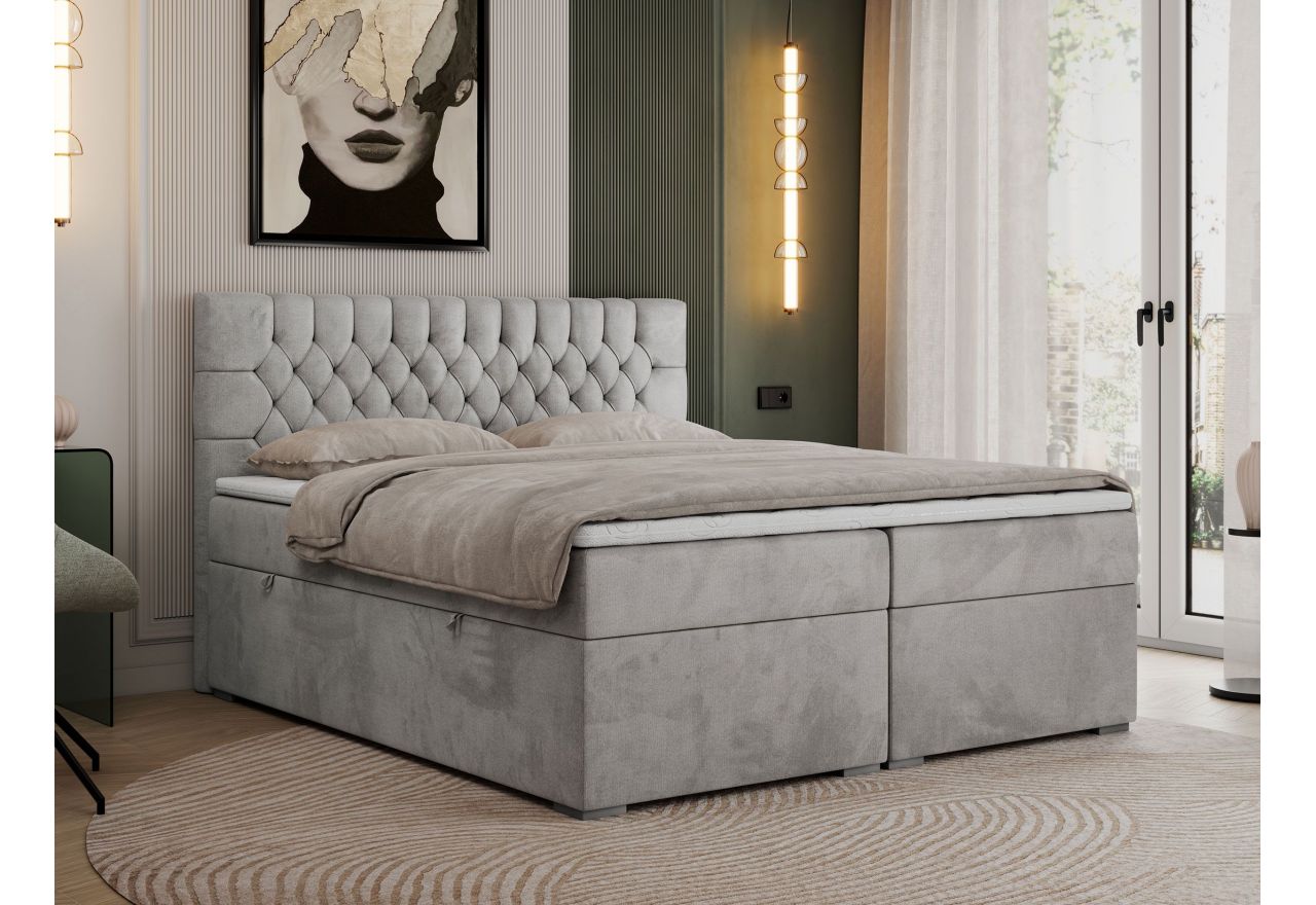 Łóżko kontynentalne PERA 180x200 - Monolith 84 - jasny szary - OUTLET