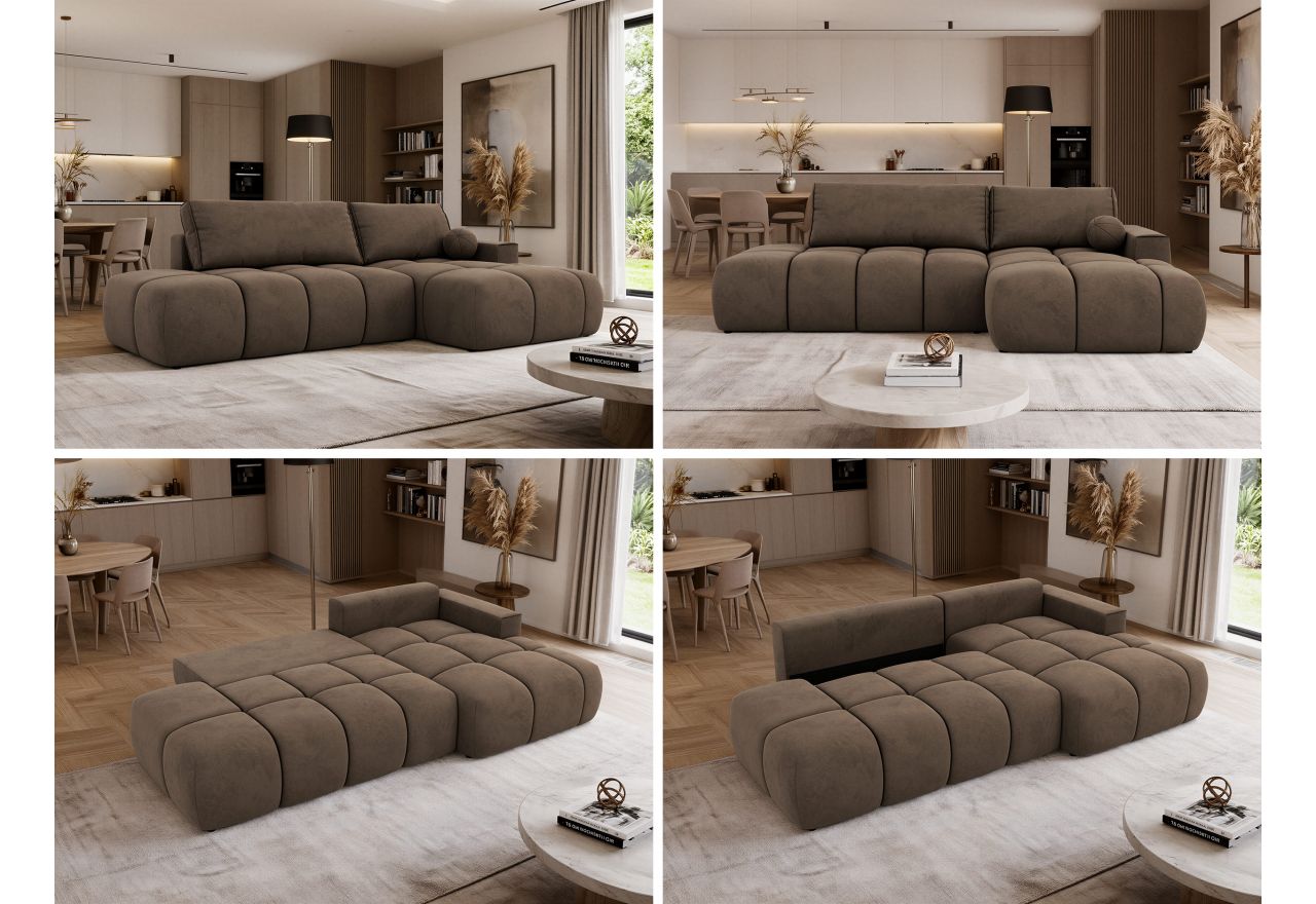 Narożnik LORAN L - strona prawa - brązowy, welwet