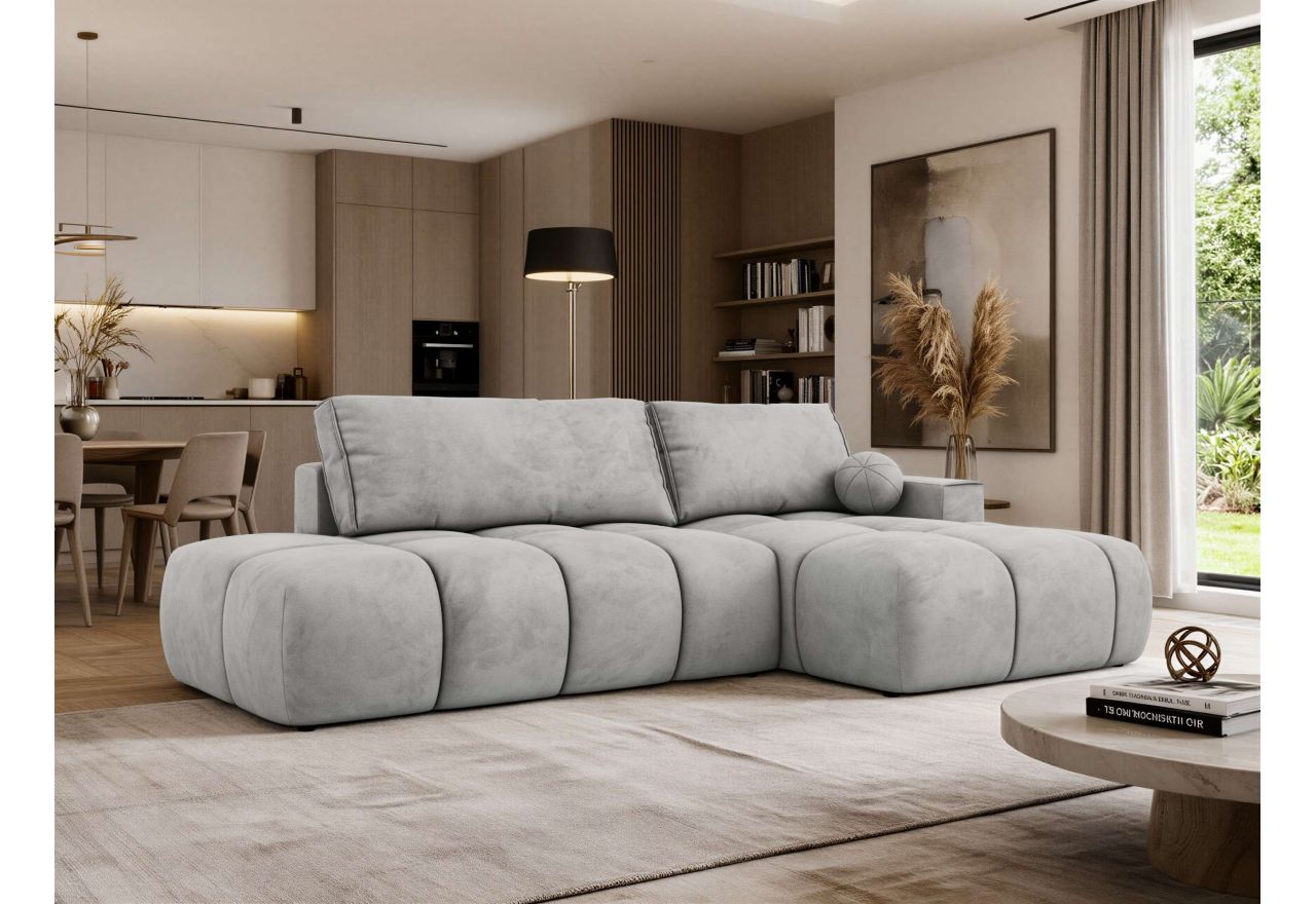 Narożnik LORAN L - strona prawa - jasnoszary, welwet