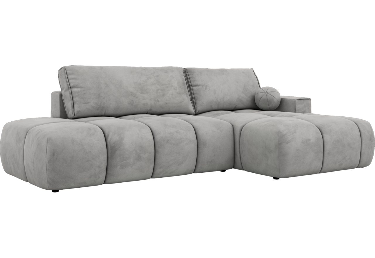 Narożnik LORAN L - strona prawa - jasnoszary, welwet