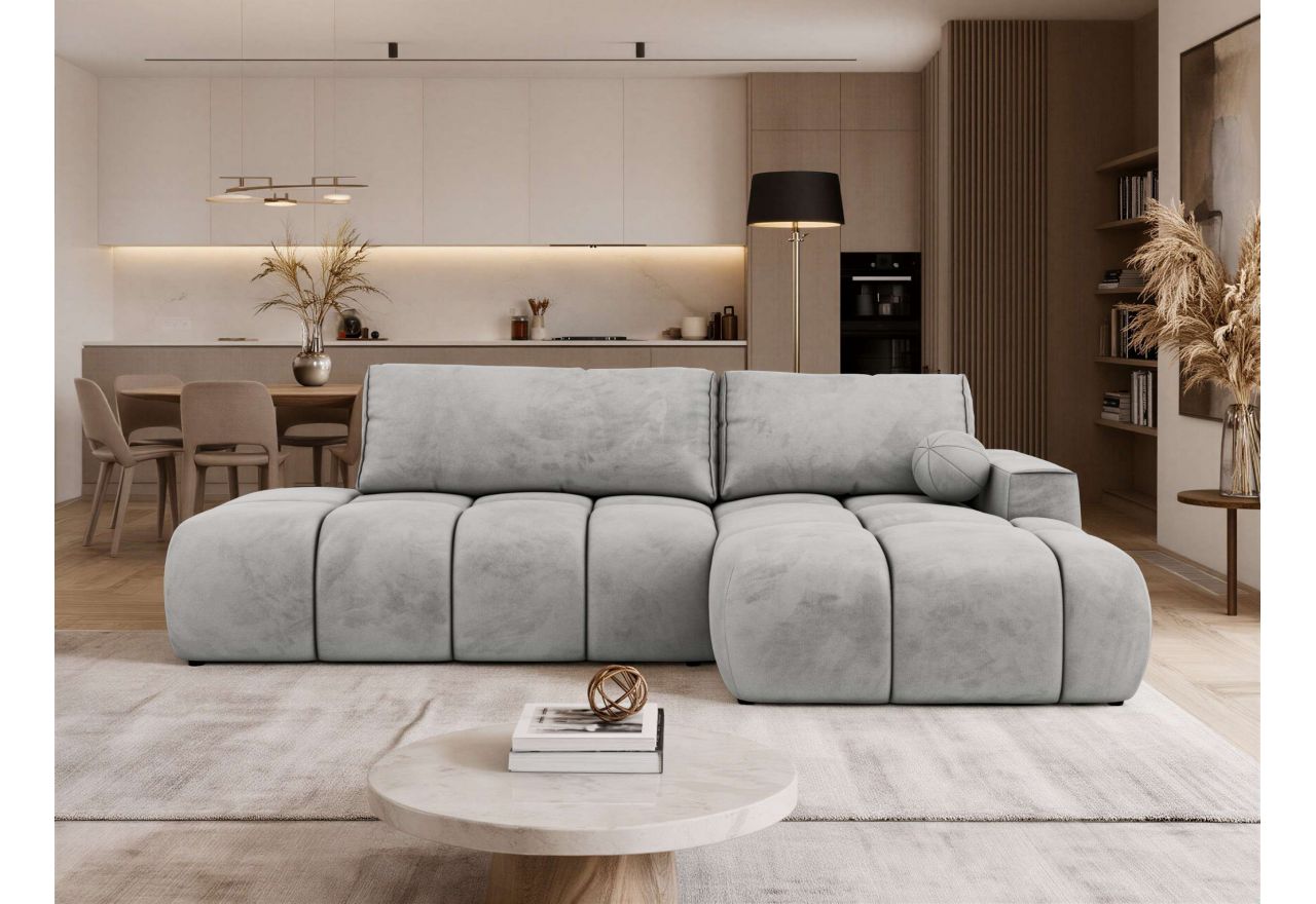 Narożnik LORAN L - strona prawa - jasnoszary, welwet