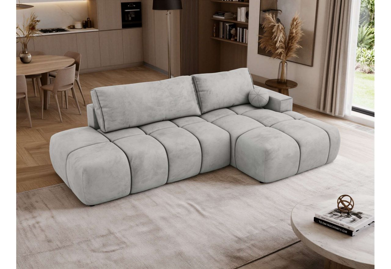 Narożnik LORAN L - strona prawa - jasnoszary, welwet