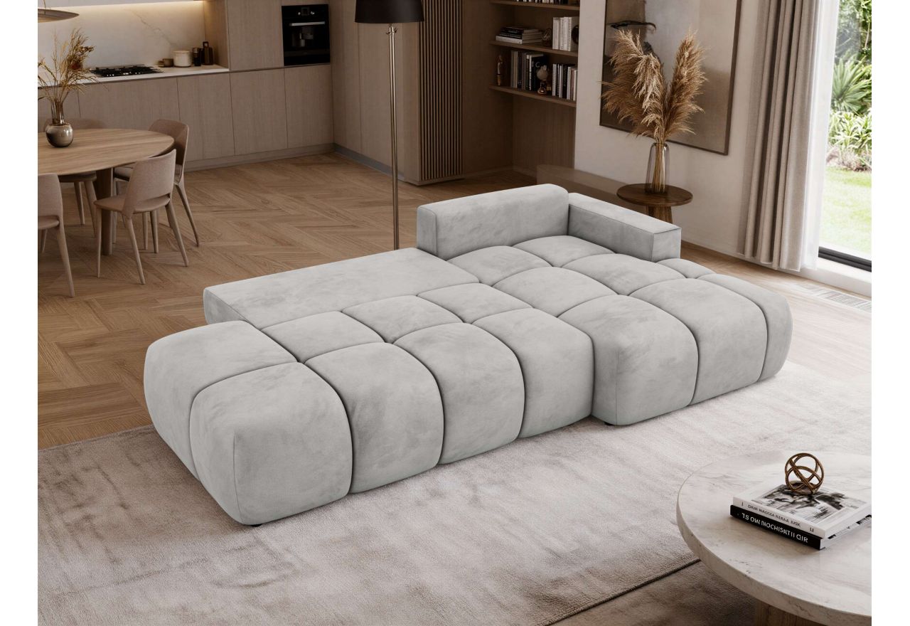 Narożnik LORAN L - strona prawa - jasnoszary, welwet