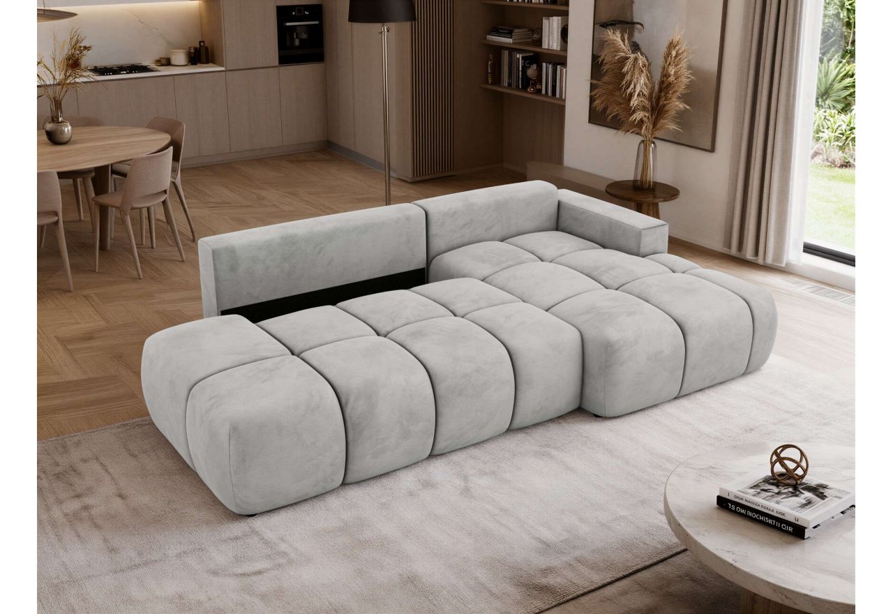 Narożnik LORAN L - strona prawa - jasnoszary, welwet