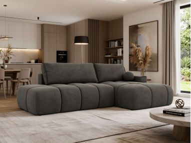 Narożnik LORAN L - strona prawa - ciemnoszary, welwet