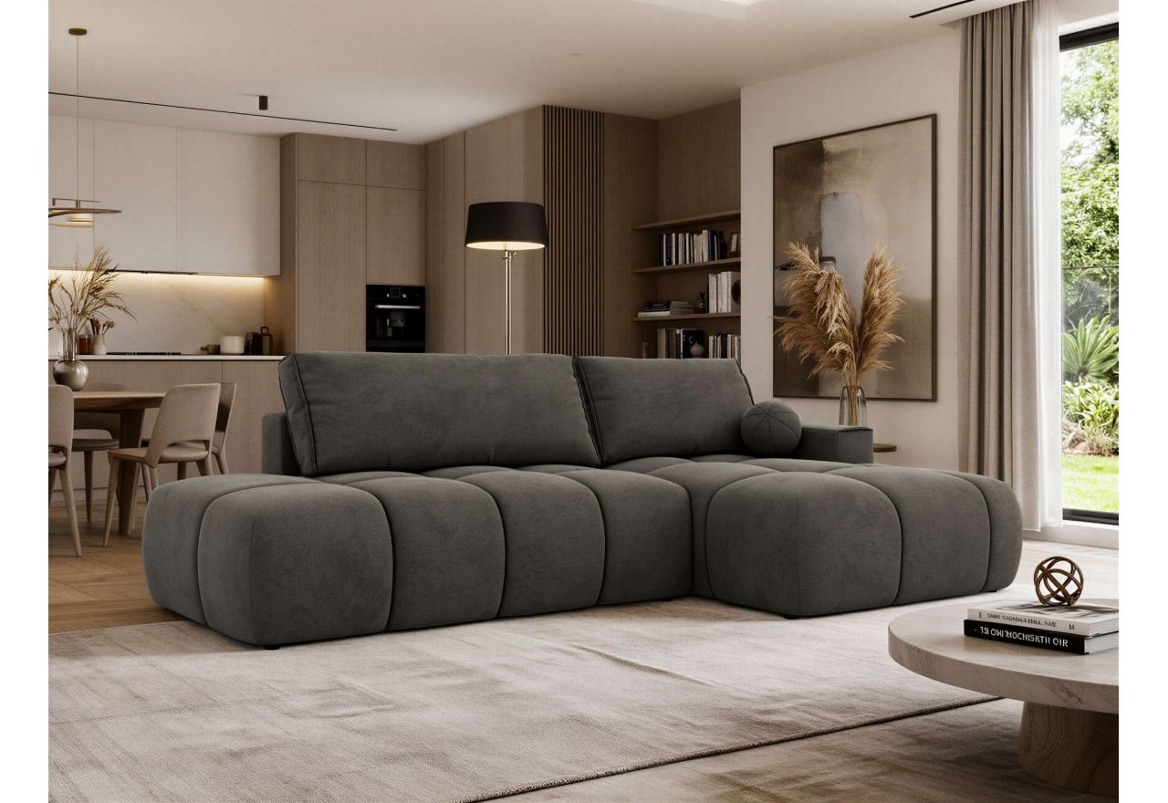 Narożnik LORAN L - strona prawa - ciemnoszary, welwet