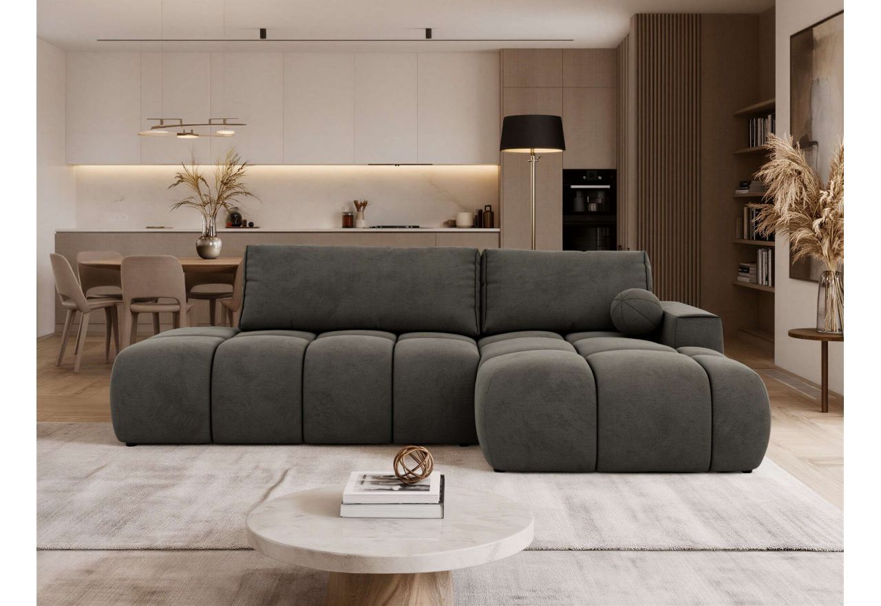 Narożnik LORAN L - strona prawa - ciemnoszary, welwet