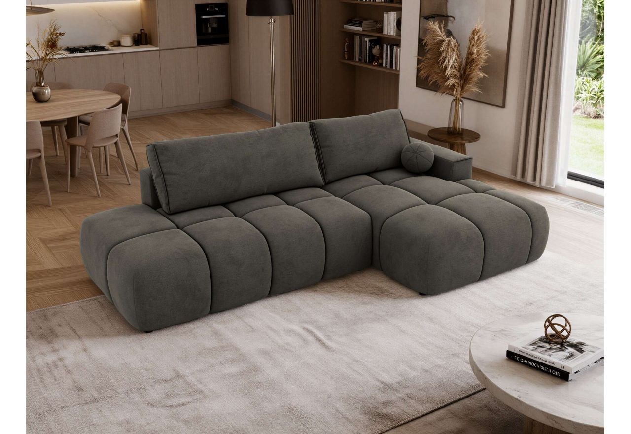 Narożnik LORAN L - strona prawa - ciemnoszary, welwet