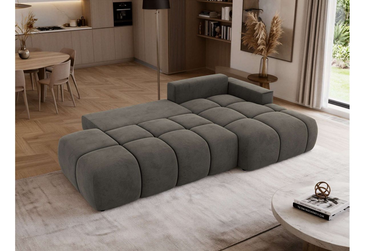 Narożnik LORAN L - strona prawa - ciemnoszary, welwet