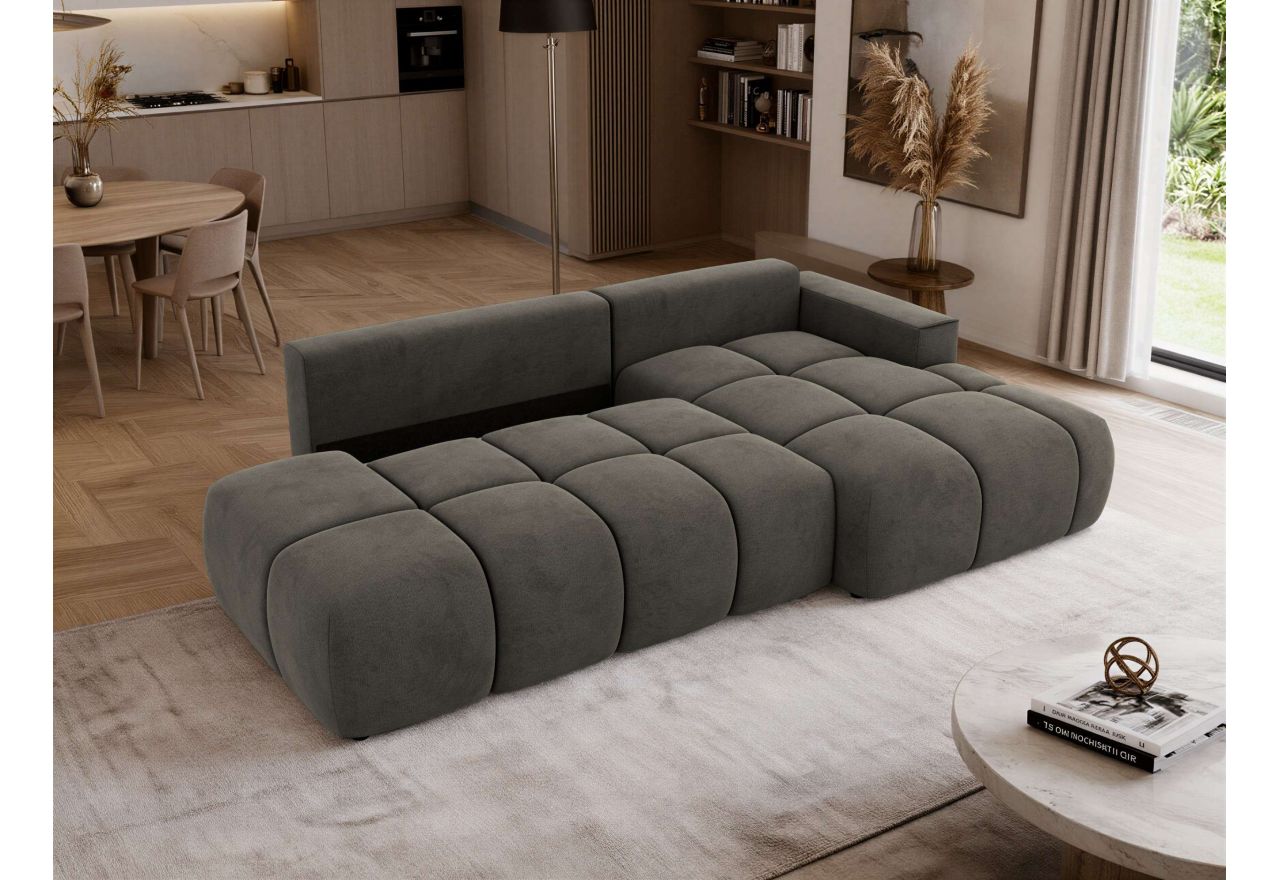 Narożnik LORAN L - strona prawa - ciemnoszary, welwet