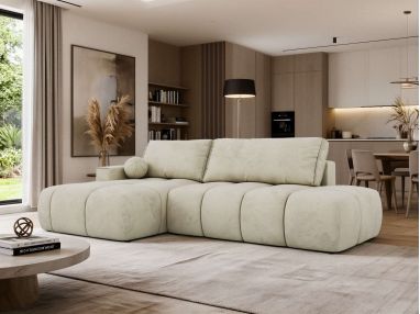 Narożnik LORAN L - strona lewa - beżowy, welwet