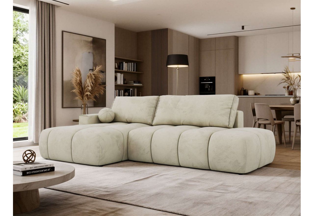 Narożnik LORAN L - strona lewa - beżowy, welwet