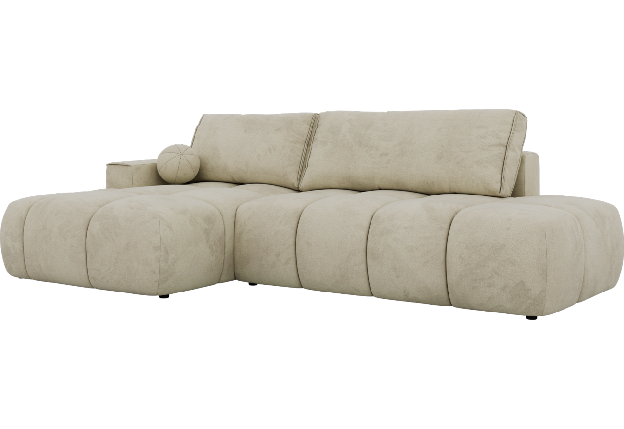 Narożnik LORAN L - strona lewa - beżowy, welwet