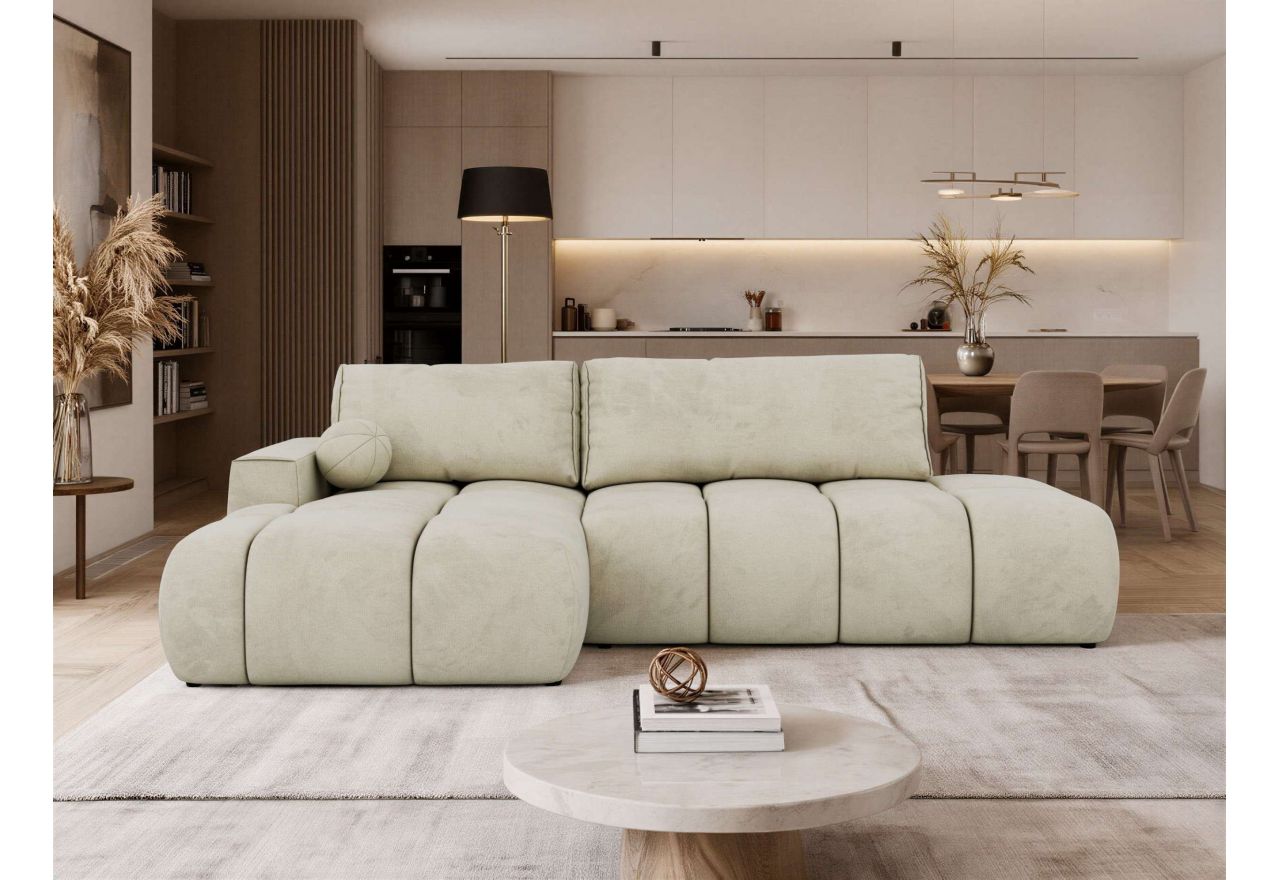 Narożnik LORAN L - strona lewa - beżowy, welwet