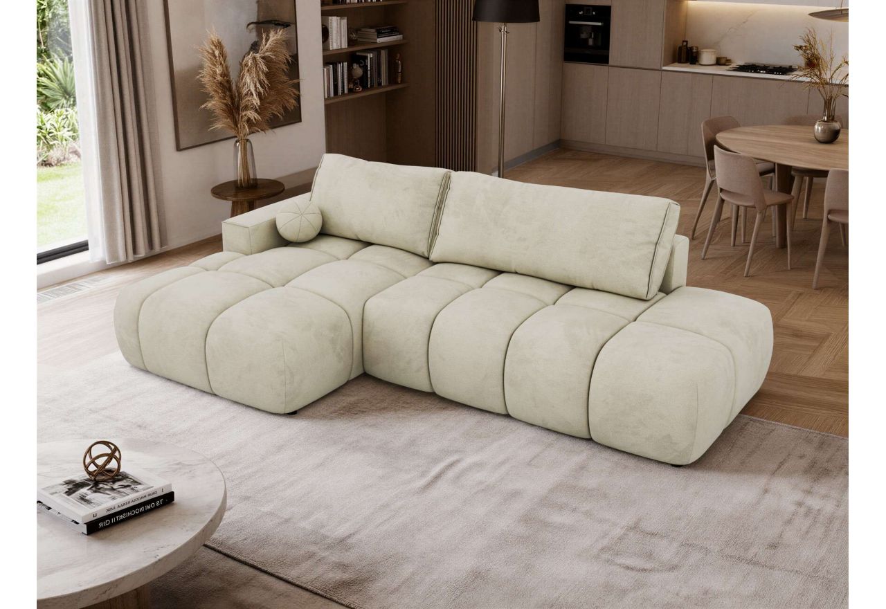 Narożnik LORAN L - strona lewa - beżowy, welwet