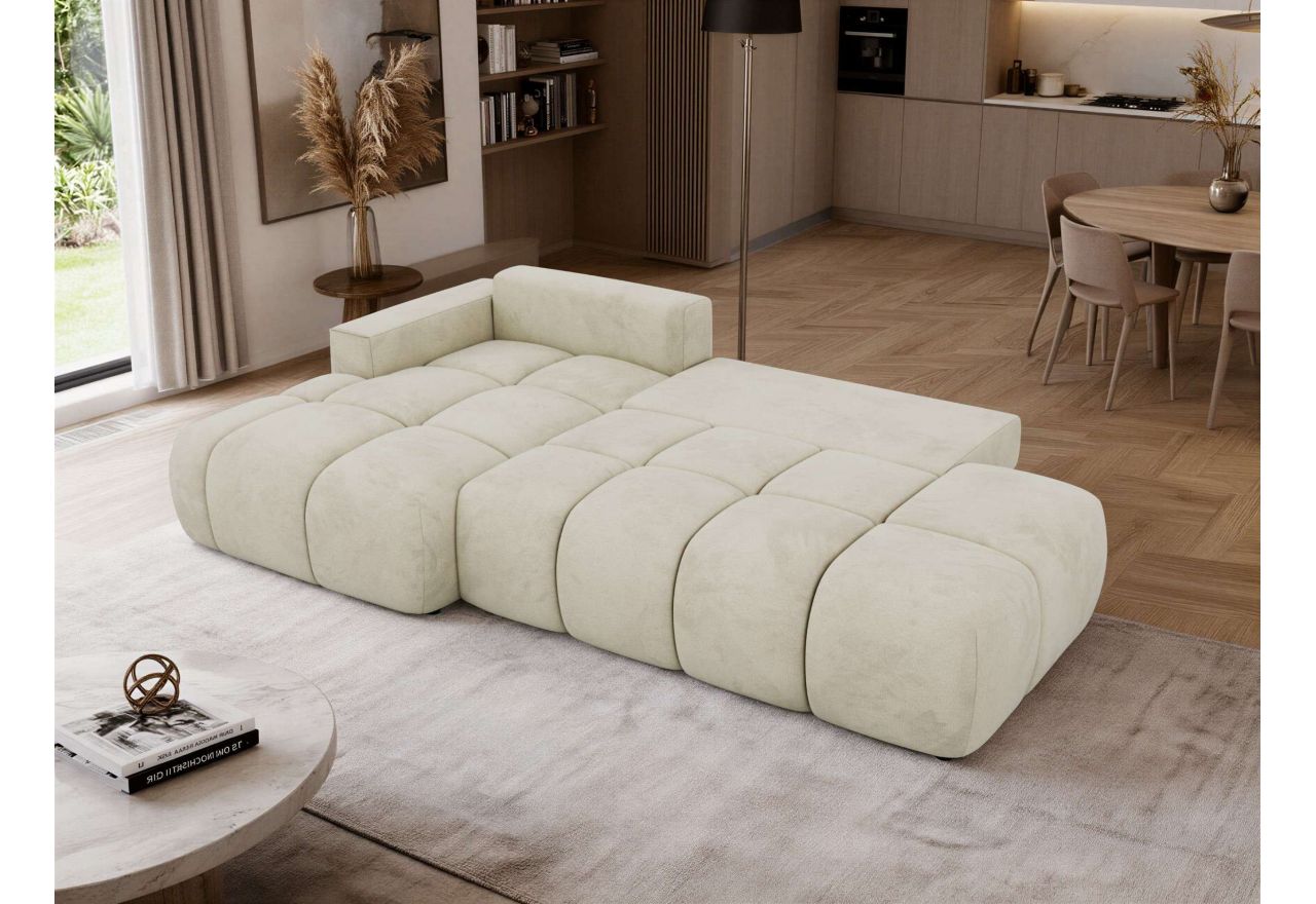 Narożnik LORAN L - strona lewa - beżowy, welwet