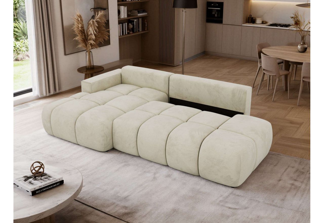 Narożnik LORAN L - strona lewa - beżowy, welwet