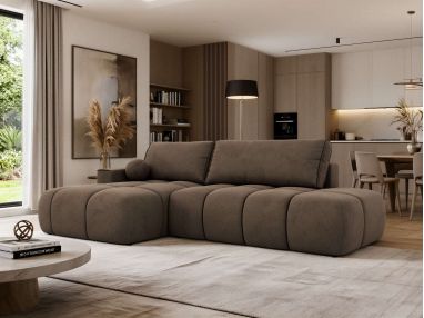 Narożnik LORAN L - strona lewa - brązowy, welwet