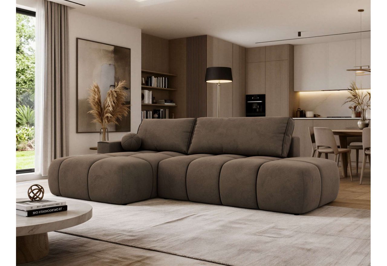 Narożnik LORAN L - strona lewa - brązowy, welwet