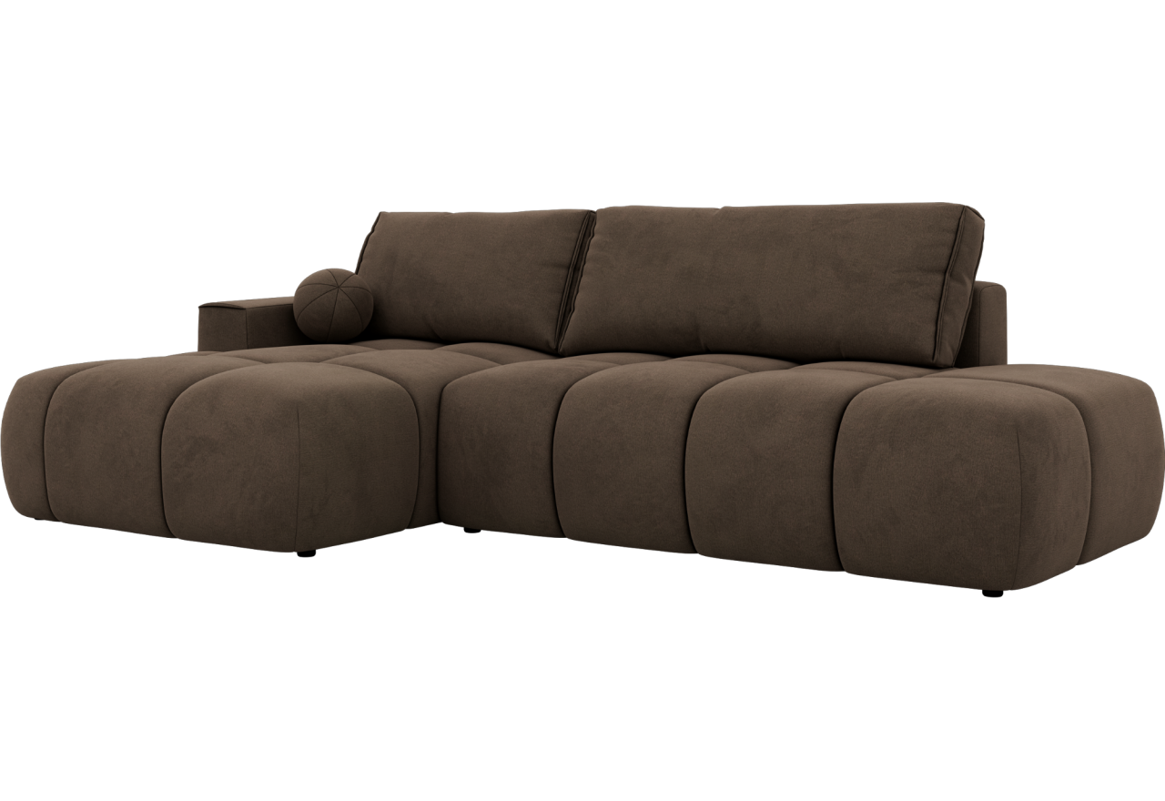 Narożnik LORAN L - strona lewa - brązowy, welwet