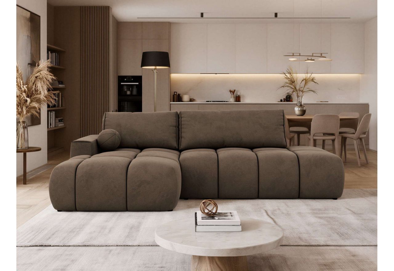 Narożnik LORAN L - strona lewa - brązowy, welwet