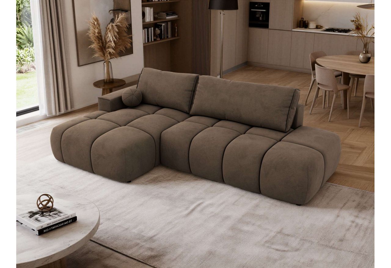 Narożnik LORAN L - strona lewa - brązowy, welwet