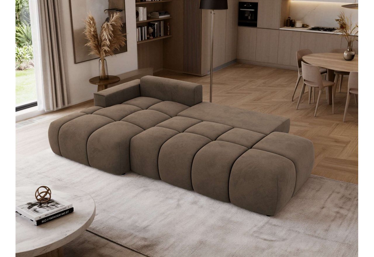 Narożnik LORAN L - strona lewa - brązowy, welwet