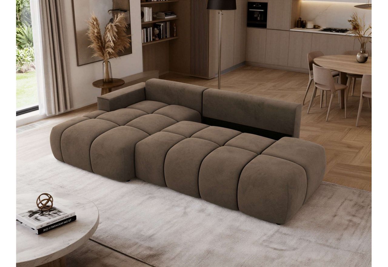 Narożnik LORAN L - strona lewa - brązowy, welwet