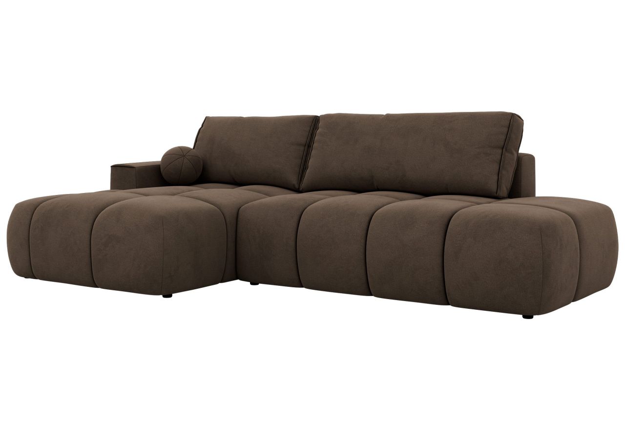 Narożnik LORAN L - strona lewa - brązowy, welwet