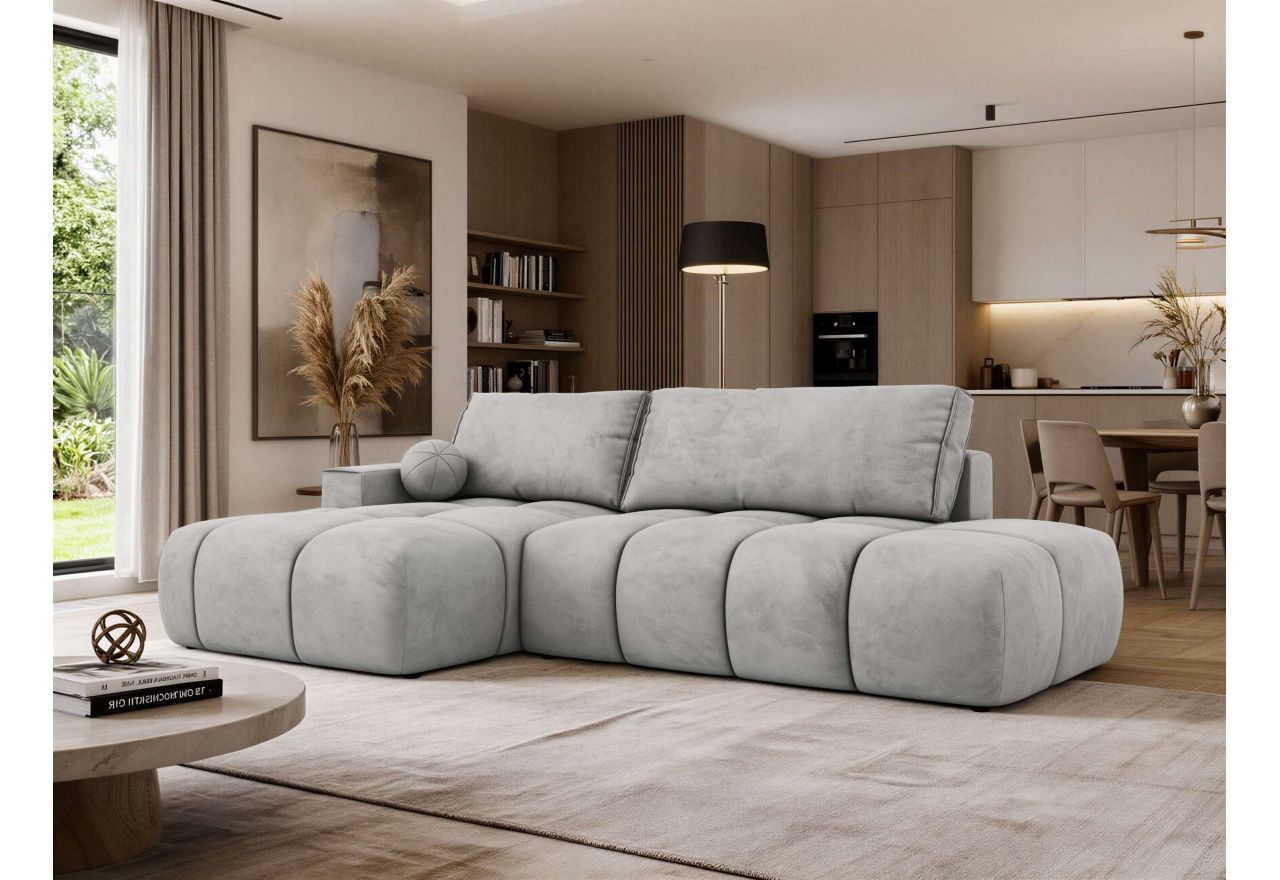 Narożnik LORAN L - strona lewa - jasnoszary, welwet