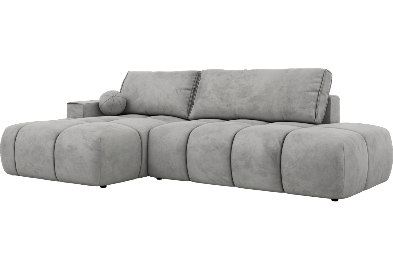 Narożnik LORAN L - strona lewa - jasnoszary, welwet