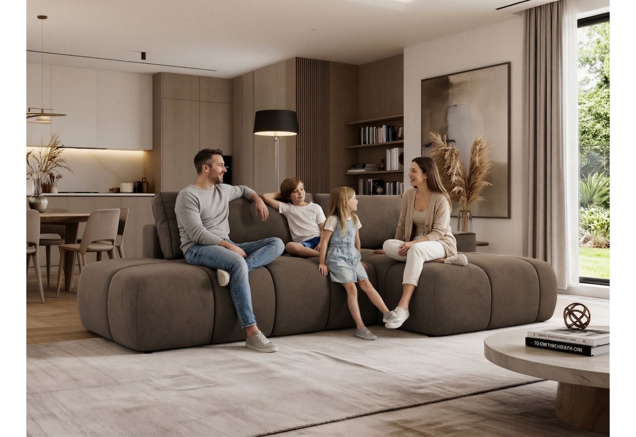 Narożnik LORAN L - strona lewa - jasnoszary, welwet