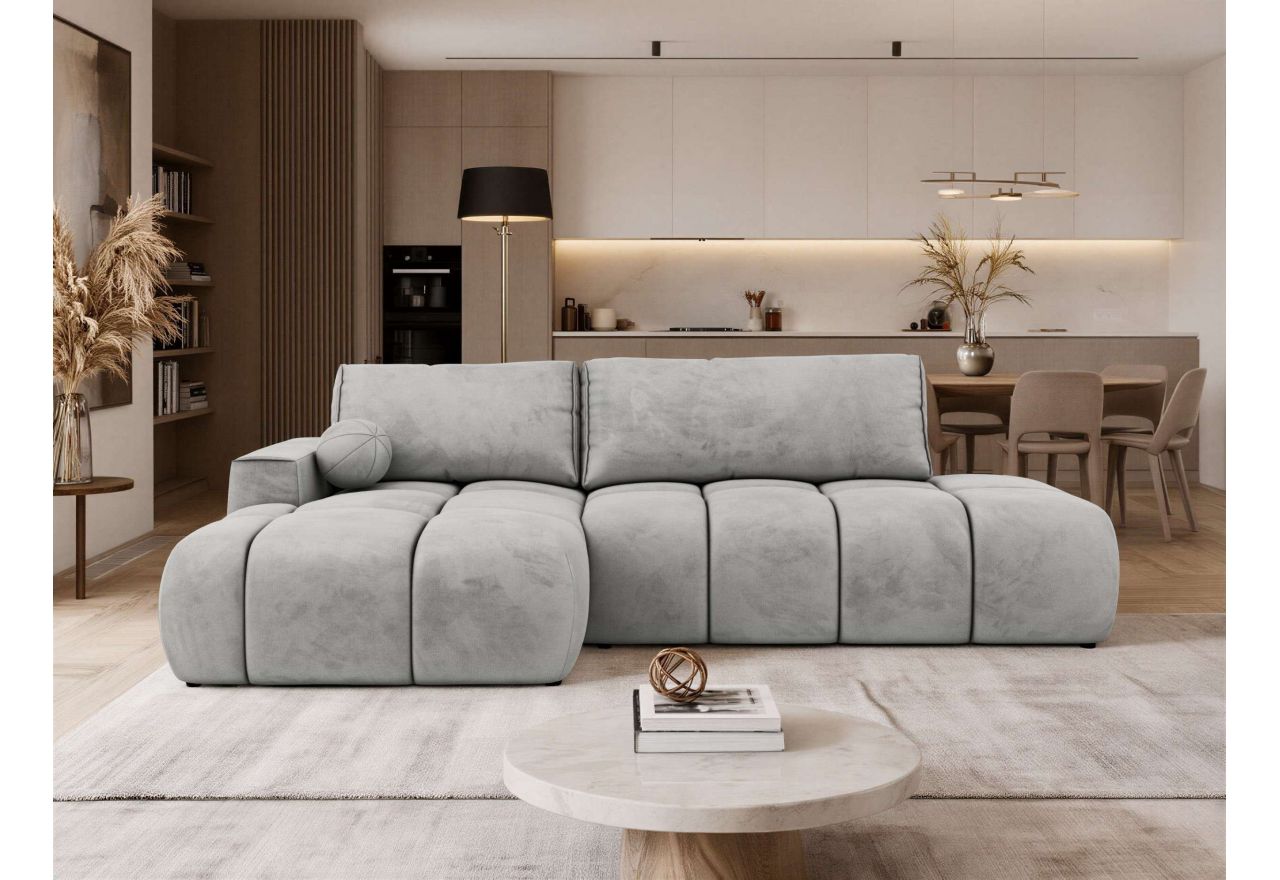 Narożnik LORAN L - strona lewa - jasnoszary, welwet