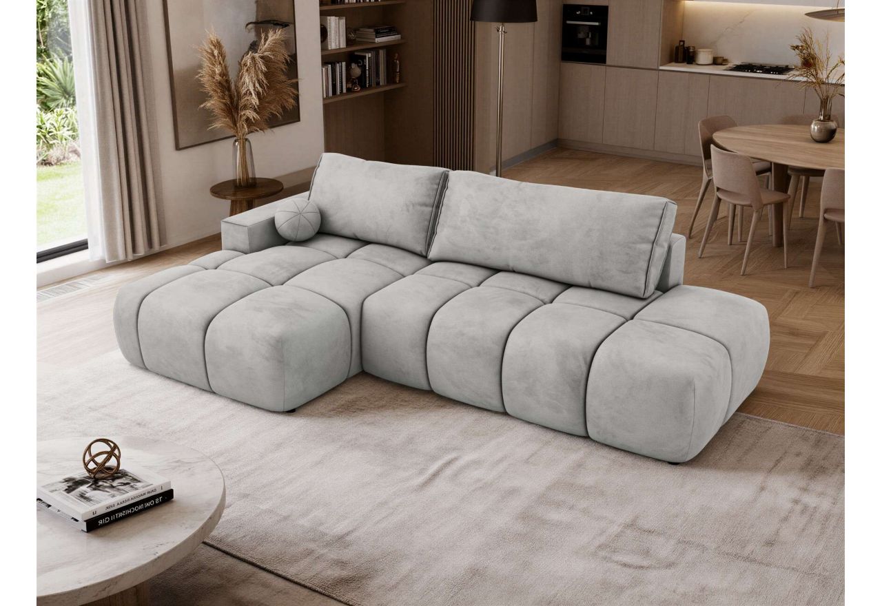 Narożnik LORAN L - strona lewa - jasnoszary, welwet