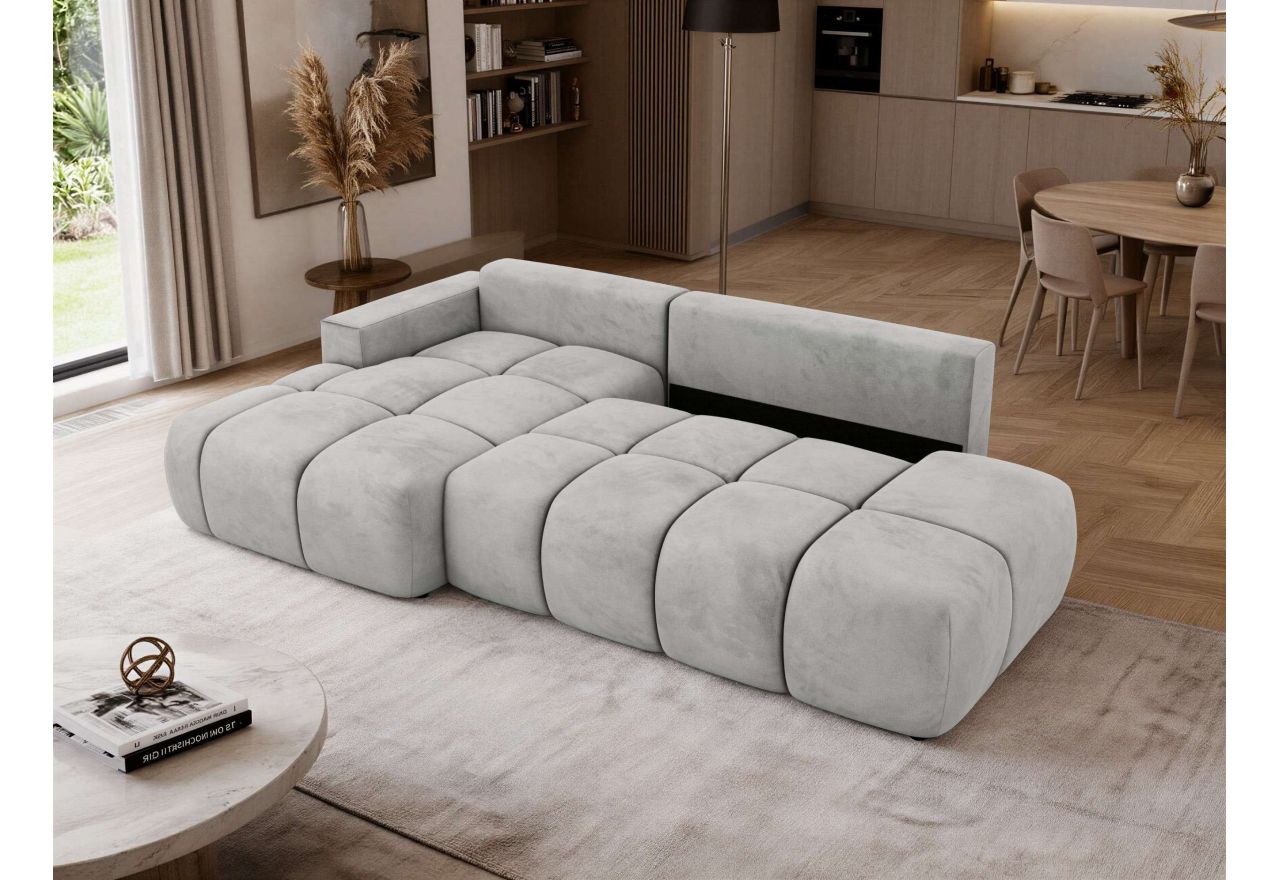 Narożnik LORAN L - strona lewa - jasnoszary, welwet