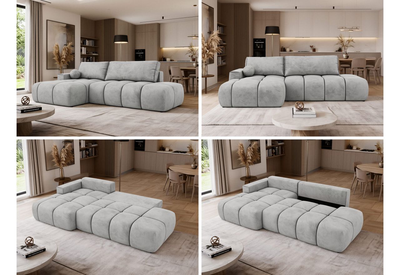 Narożnik LORAN L - strona lewa - jasnoszary, welwet