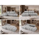 Narożnik LORAN L - strona lewa - jasnoszary, welwet