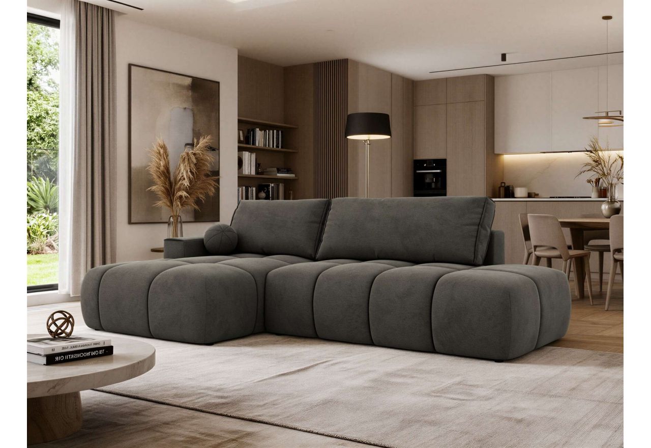 Narożnik LORAN L - strona lewa - ciemnoszary, welwet