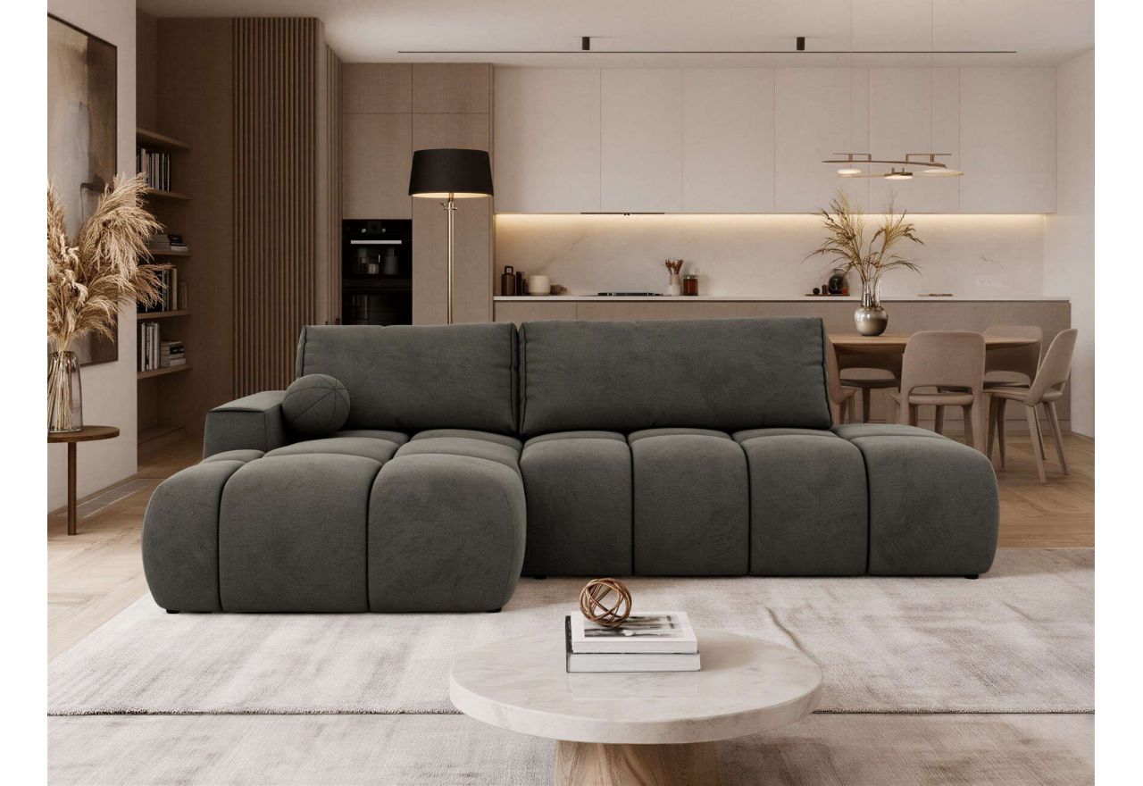 Narożnik LORAN L - strona lewa - ciemnoszary, welwet