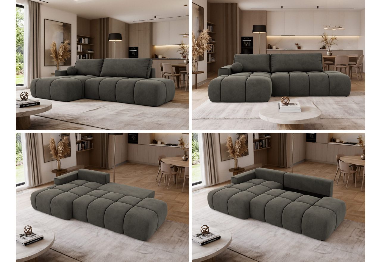 Narożnik LORAN L - strona lewa - ciemnoszary, welwet