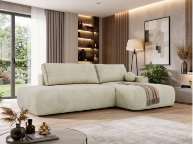 Narożnik TAREN L - strona prawa - beżowy, welwet