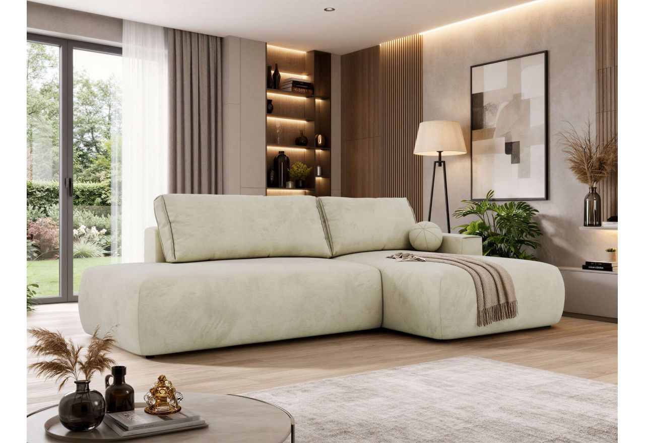 Narożnik TAREN L - strona prawa - beżowy, welwet